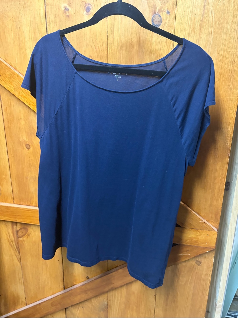 LOFT Navy Short Sleeve Scoop Neck Top